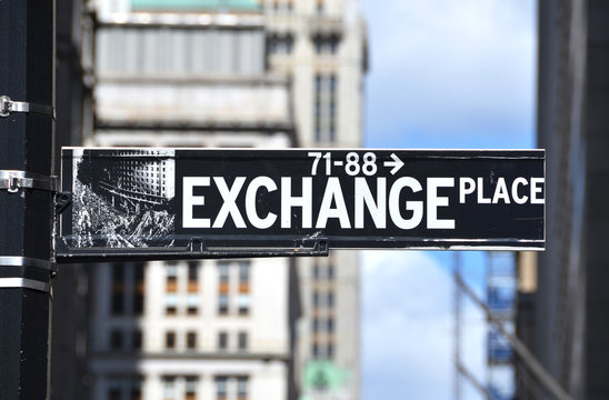Exchange Place sign on the street of New York City