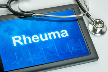 Tablet mit der Diagnose Rheuma auf dem Display