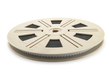 Obraz premium Film reel with film on white background
