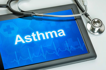 Tablet mit der Diagnose Asthma auf dem Display