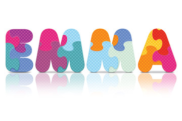 Vector EMMA written with alphabet puzzle