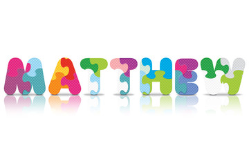 Vector MATTHEW written with alphabet puzzle