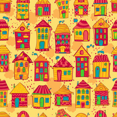 Seamless pattern colorful houses