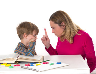 young pupil confronting his mother who threating him