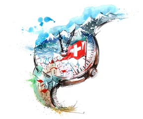 Foto op Plexiglas Schilderingen Switzerland