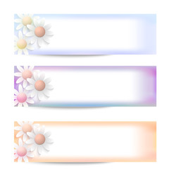 set of three vector abstract banner and flowers