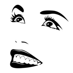 Vector of beautiful woman looking up daydreaming