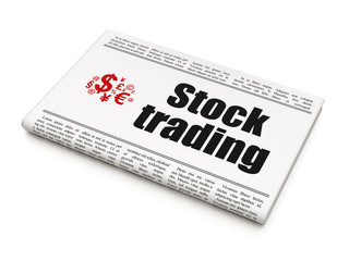 Business concept: newspaper with Stock Trading and Finance