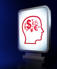 Finance concept: Head With Finance Symbol on billboard