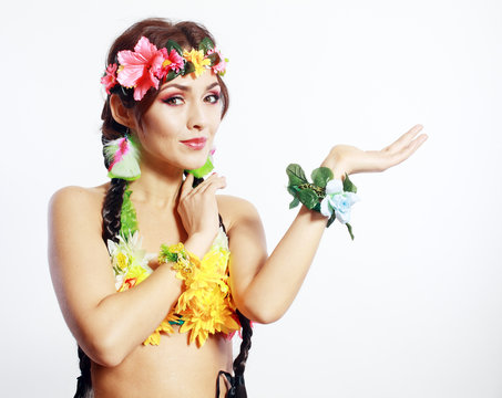 Hawaiian girl showing open palm