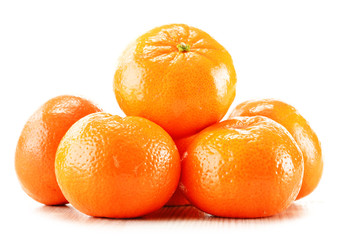 Composition with tangerines isolated on white background