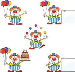 Funny Clown Cartoon Characters 2. Collection Set