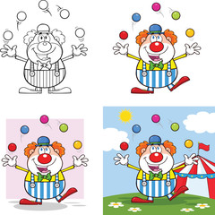 Funny Clown Cartoon Characters 4. Collection Set
