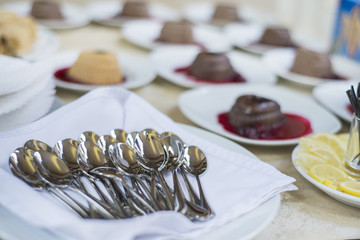 Spoon on a background Cake