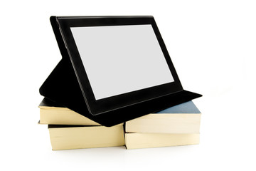 Books and a tablet device