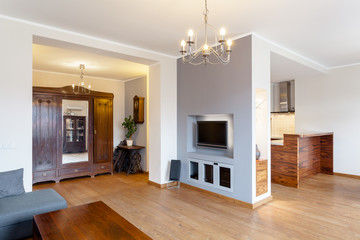 Vintage wardrobe in modern house