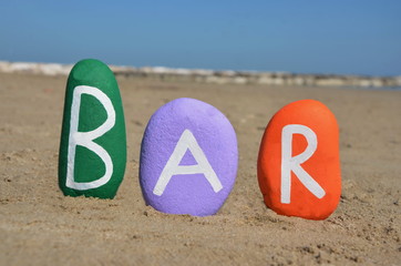 Bar concept on three colourful stones
