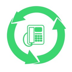 Téléphone fixe dans un symbole recyclage
