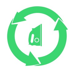 Fer à repasser dans un symbole recyclage