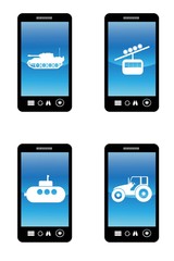 Transports dans 4 téléphones mobiles