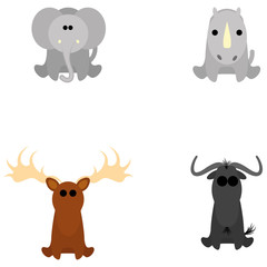 Set Of Different Cartoon Adorable Animals Isolated