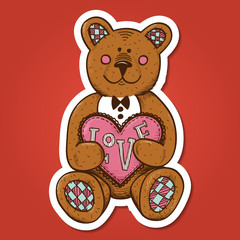 Fototapeta premium Teddy bear with heart present.