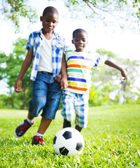 African Children Playing Football