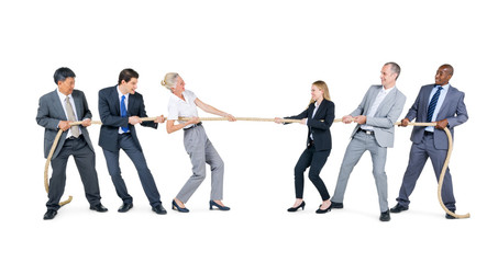 Obraz premium Group of Business People Playing Tug of War