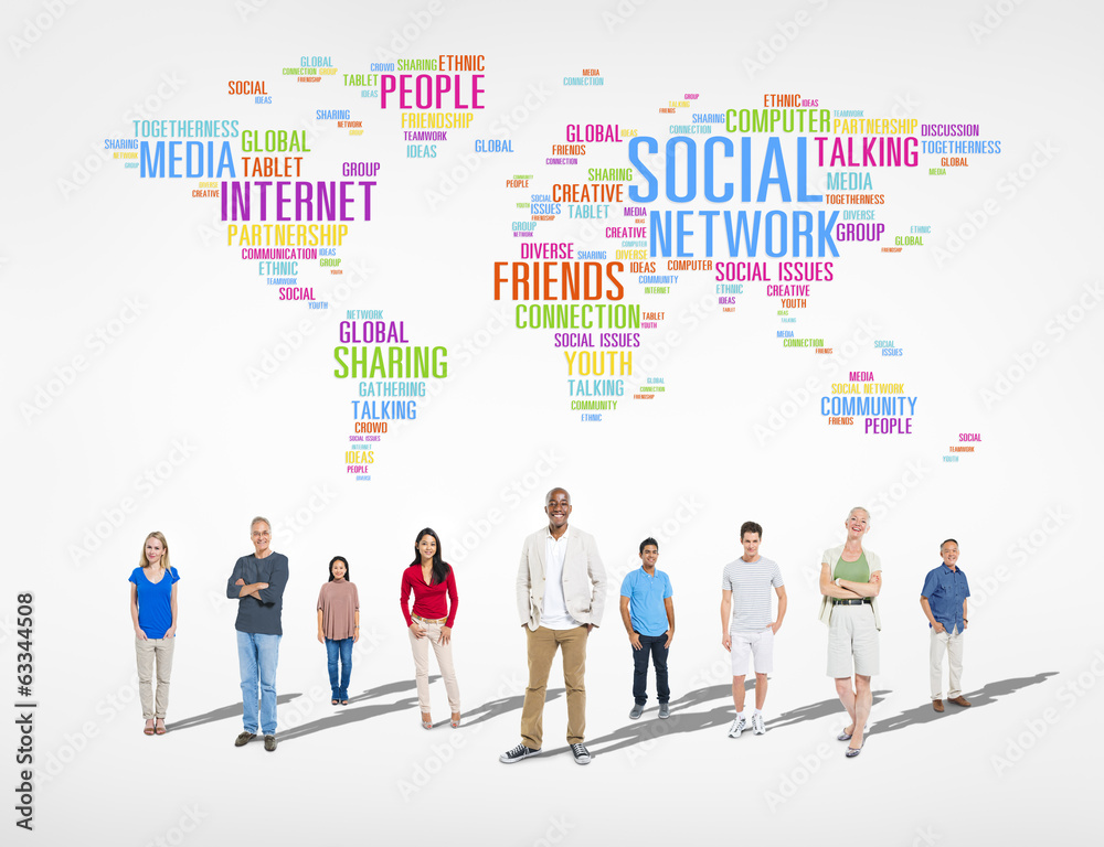 Wall mural large group of social networking people