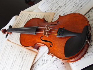 Violin on music sheets