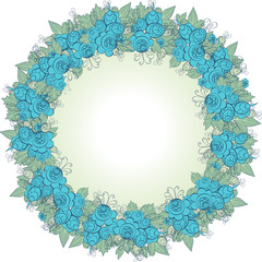 vector decorative wreath of blue flowers
