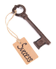 Key to success, Conceptual photo. Isolated on white