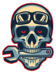 Skull rider bite a wrench