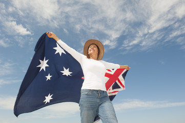 Woman with Australian Flag outdoor
