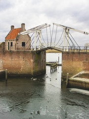 Bascule bridge and pierl in Heusden. Netherlands