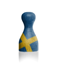 Wooden pawn with a flag painting