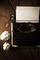 Top view of typewriter,vintage color.