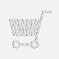 pills concept: shopping, trolley