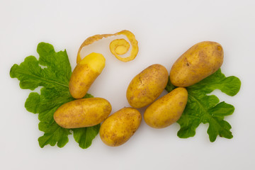 fresh raw potatoes and lettuce