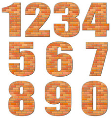 Vector numerals build out of red bricks