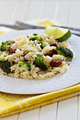 Pasta with broccoli and dried tomatoes