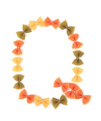 Letter Q from the colorful pasta.