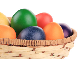Easter eggs in a basket.