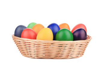 Easter eggs in a basket.