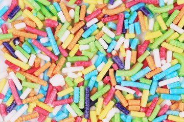 Colorful candy sprinkles.