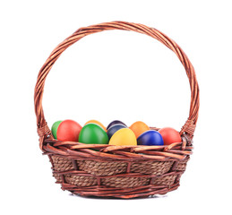 Easter eggs in a basket.