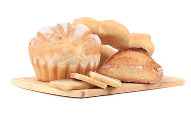 White bread on a wooden board.