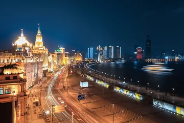 Möbelaufkleber beautiful night at the bund in shanghai © chungking