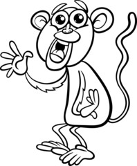 funny monkey cartoon coloring page