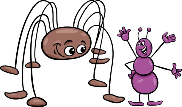 ant and opilion cartoon illustration